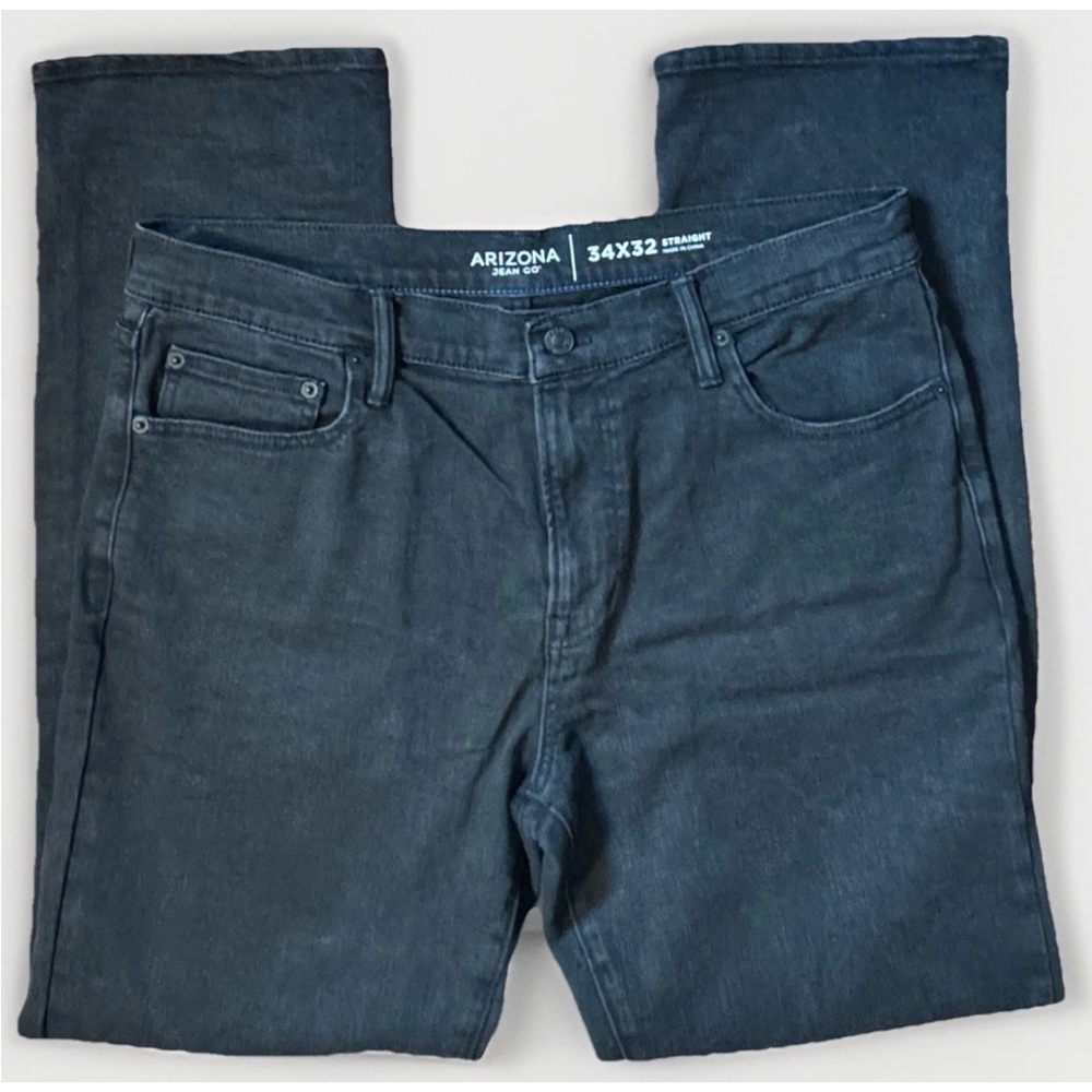 (34x32) ARIZONA Straight Black Distressed Jeans